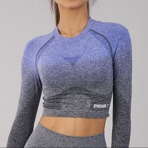 Gymshark Seamless Ombre Blue/Grey Crop Top